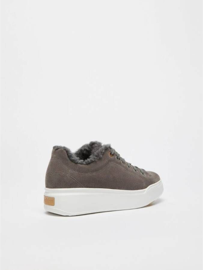 Max Mara Stijlvolle leren sneakers met wollen voering Gray Dames