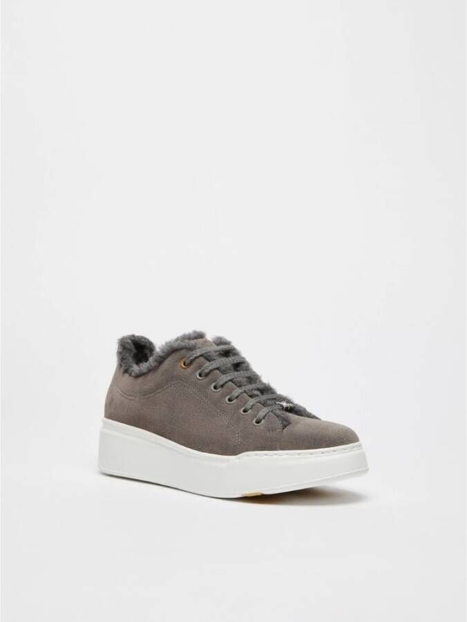 Max Mara Stijlvolle leren sneakers met wollen voering Gray Dames