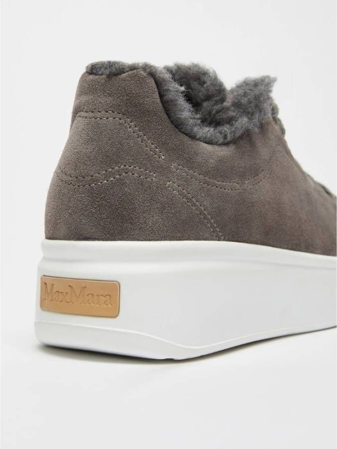Max Mara Stijlvolle leren sneakers met wollen voering Gray Dames