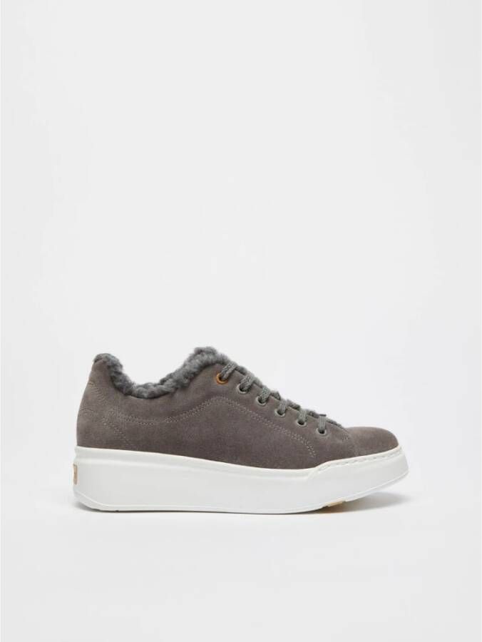 Max Mara Stijlvolle leren sneakers met wollen voering Gray Dames
