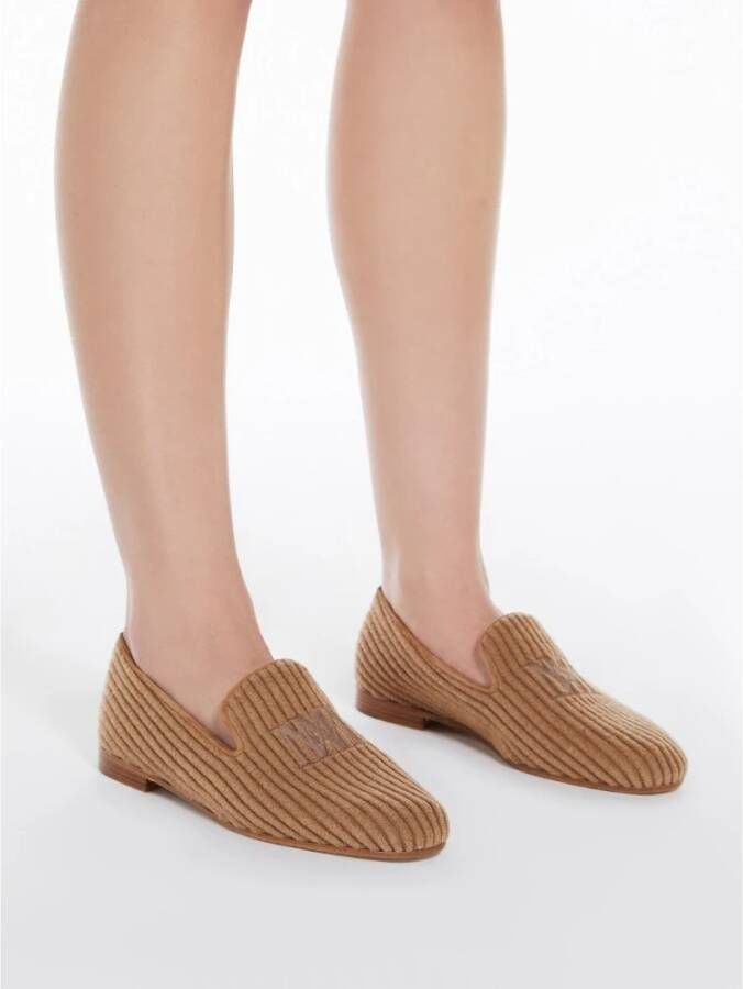 Max Mara Velvetmoc Velvet Moccasins Beige Dames