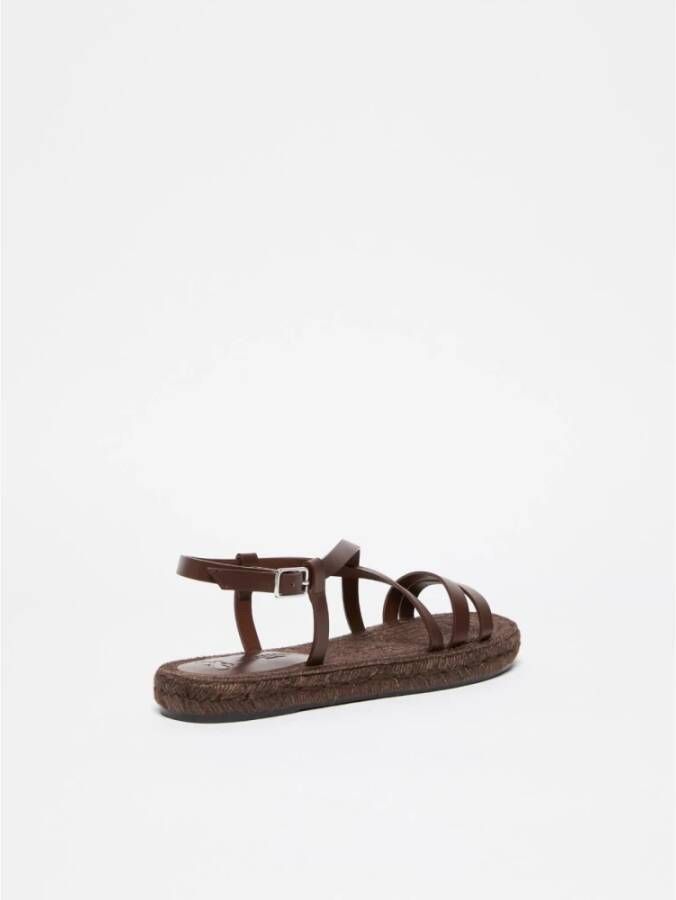 Max Mara Weekend Stijlvolle leren sandalen met zilveren gesp Brown Dames