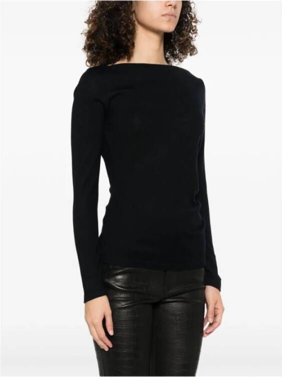 Max Mara Zwarte Boothals Flare Mouwen Top