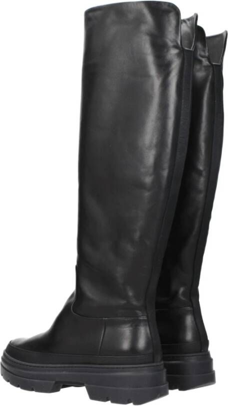 Max Mara Zwarte Leren Mid-Hak Laarzen