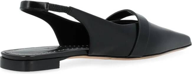 Max Mara Zwarte leren platte sandaal met slingback design