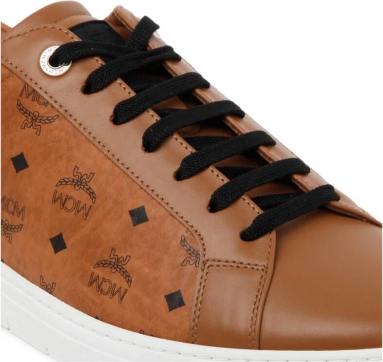 MCM Terrain Monogram Print Sneakers Bruin Heren