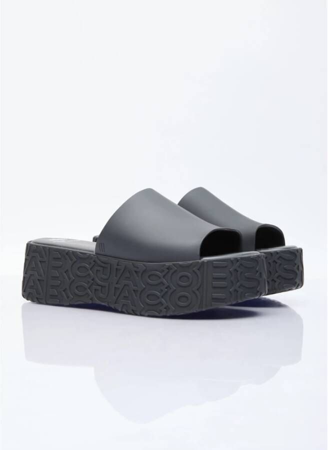 Melissa Geëmbosseerde PVC Platform Slides Black Dames