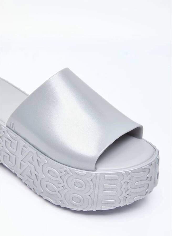 Melissa Geëmbosseerde PVC Platform Slides Gray Dames
