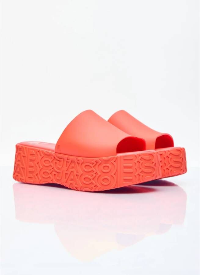 Melissa Geëmbosseerde PVC Platform Slides Orange Dames