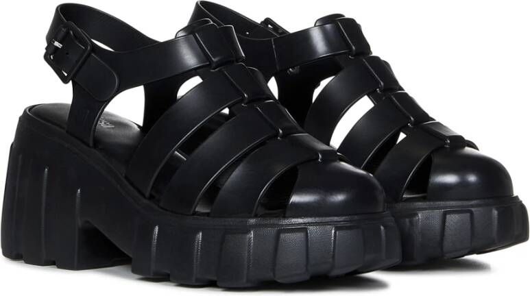 Melissa Zwarte Fisherman Style Sleehak Sandalen Black Dames