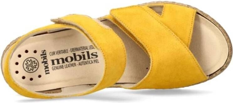 mephisto Brede pasvorm gele sandaal met klittenband Yellow Dames