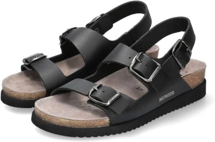 mephisto Flat Sandals Black Dames