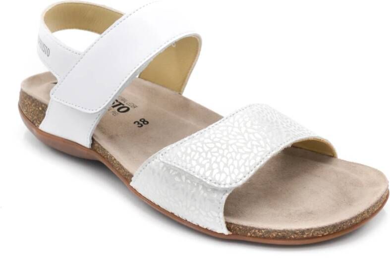 mephisto Witte Leren Sandalen White Dames