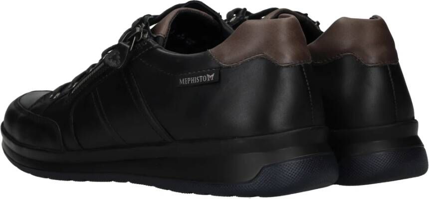 mephisto Zwarte Leren Sneaker Lisandro Comfortabel Stijlvol Black Heren