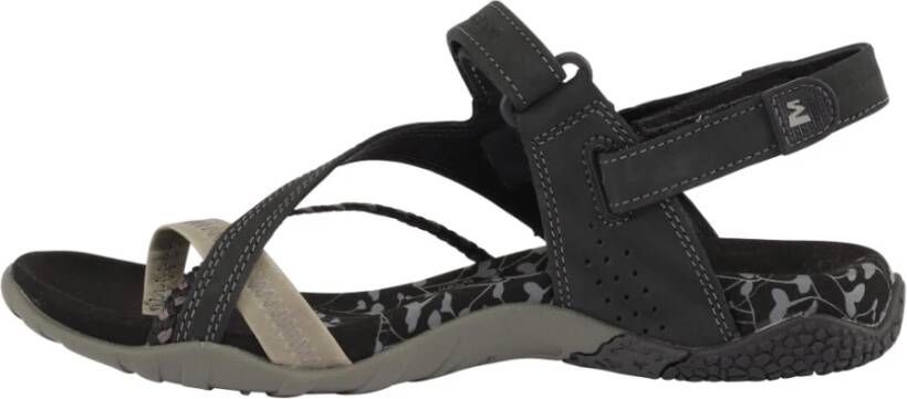Merrell Zwarte sandaal met bandjes en klittenband Black Dames