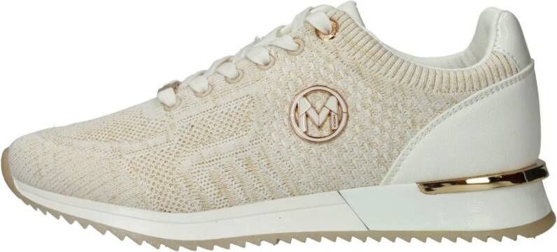 Mexx Glitter Sneaker met Metallic Gouden Draad Beige Dames