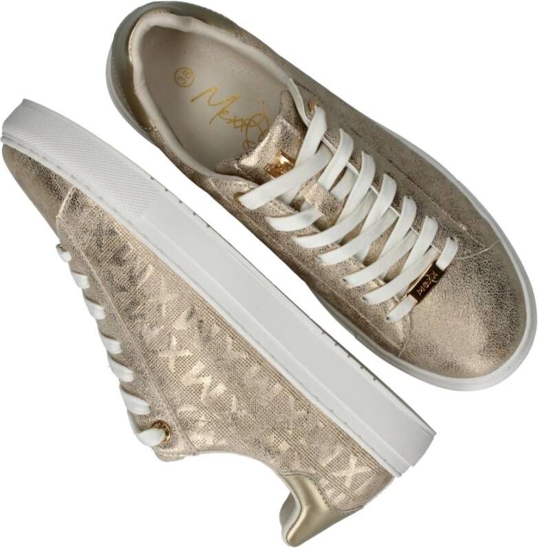 Mexx Metallic Gouden Sneakers met Print Yellow Dames