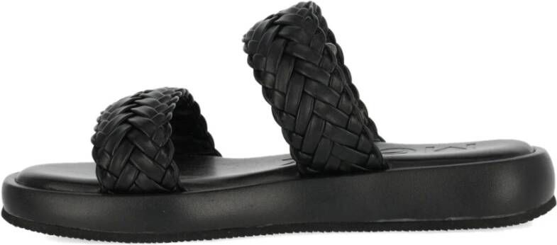 Mexx Zwarte platte sandalen voor vrouwen Black Dames
