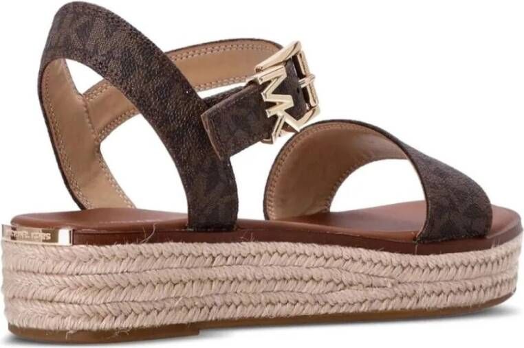 Michael Kors Richie Logo Platform Espadrille Sandal Brown Dames