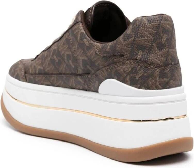 Michael Kors Hayes Empire Signature Logo Platform Sneaker Brown Dames