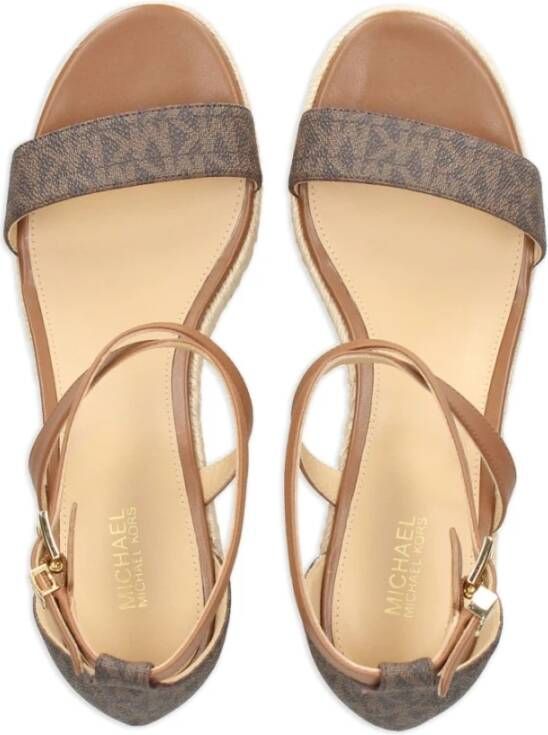 Michael Kors Serena Logo Geprintte Wedge Sandalen Brown Dames