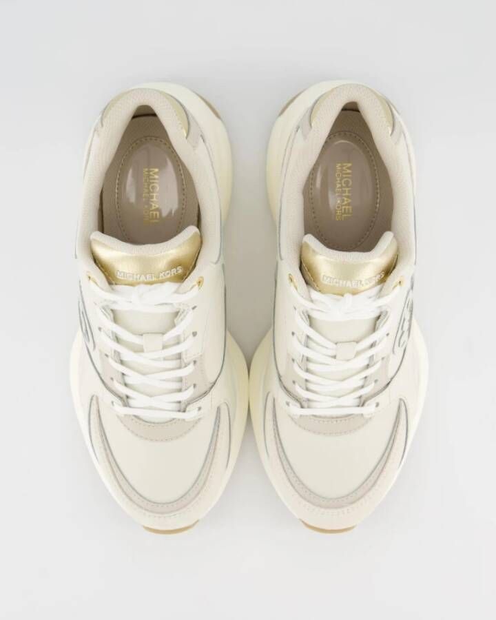 Michael Kors Beige Zuma Sneakers met Gouden Details Beige Dames
