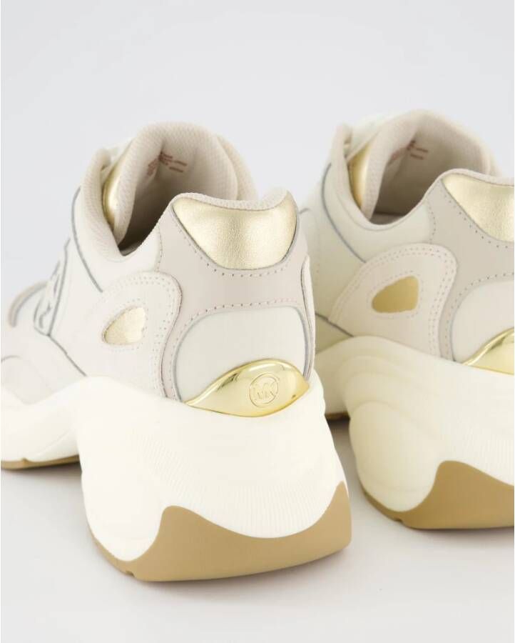 Michael Kors Beige Zuma Sneakers met Gouden Details Beige Dames