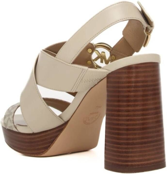 Michael Kors Gekruiste leren sandalen met brede hak