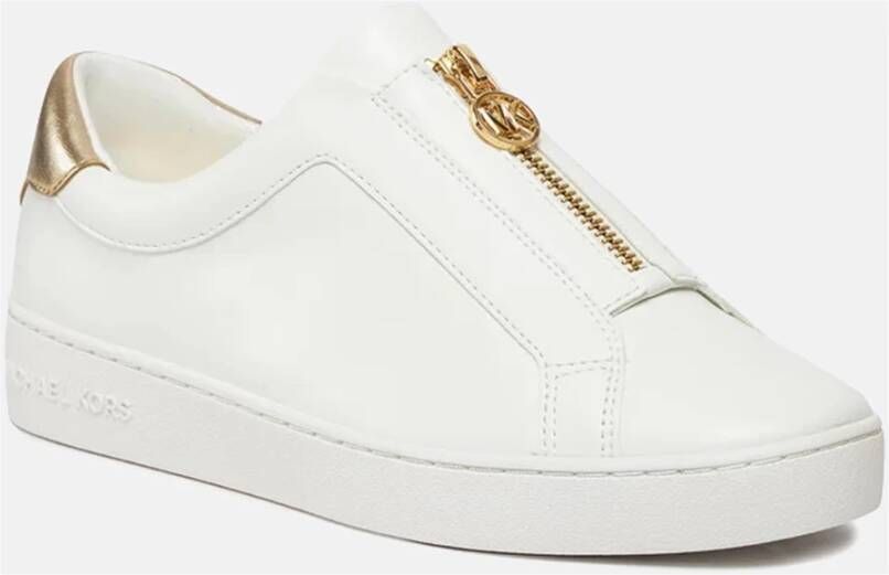 Michael Kors Gouden Keaton Sneakers met Ritssluiting White Dames