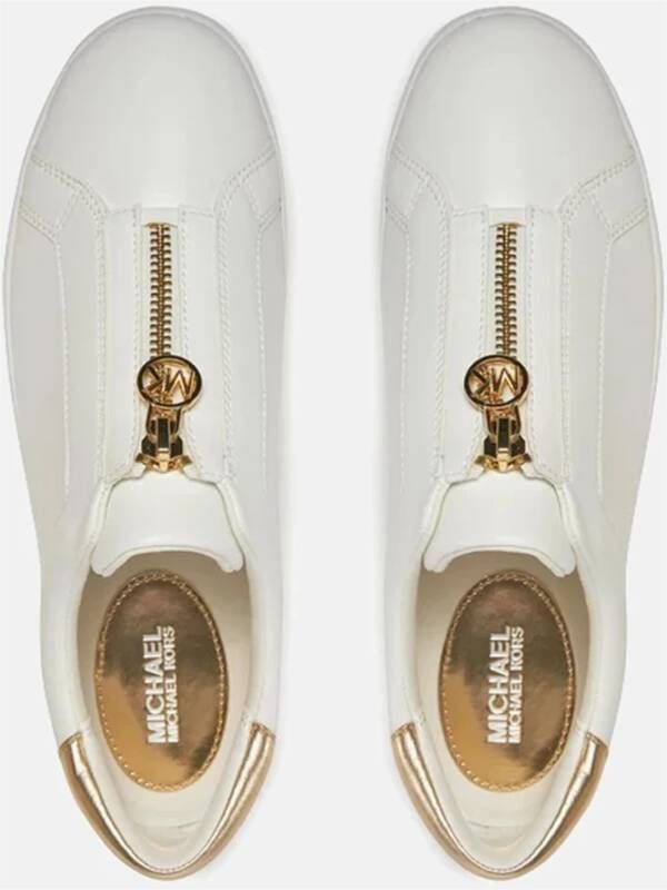 Michael Kors Gouden Keaton Sneakers met Ritssluiting White Dames