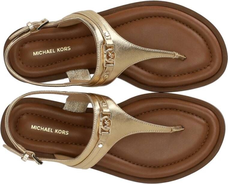 Michael Kors Gouden T-Strap Teenslipper met Logo