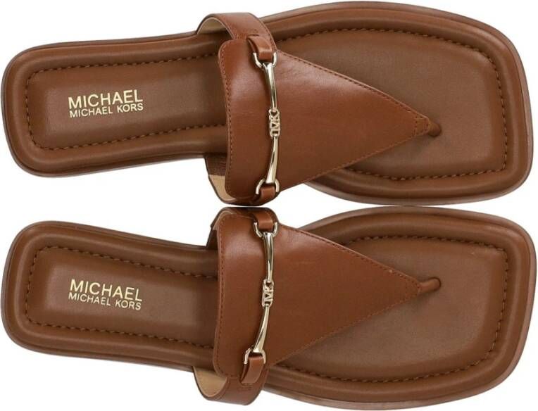 Michael Kors Leren Teenslipper met Gouden Klem
