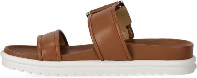 Michael Kors Lichtbruine Leren Slide Sandaal Brown Dames