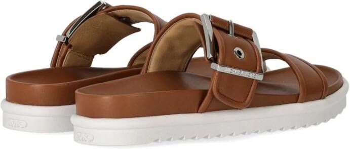 Michael Kors Lichtbruine Leren Slide Sandaal Brown Dames