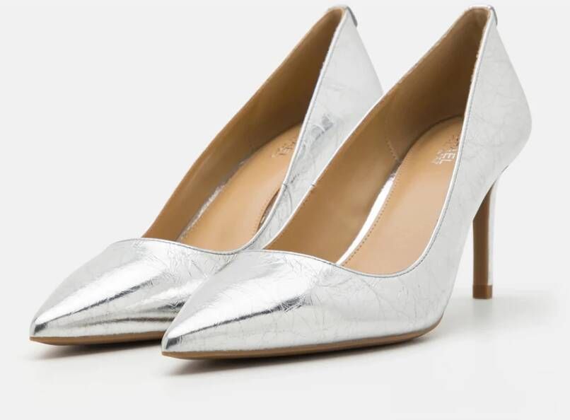 Michael Kors Metallic Crackle Leder Alina Flex Pumps Gray Dames