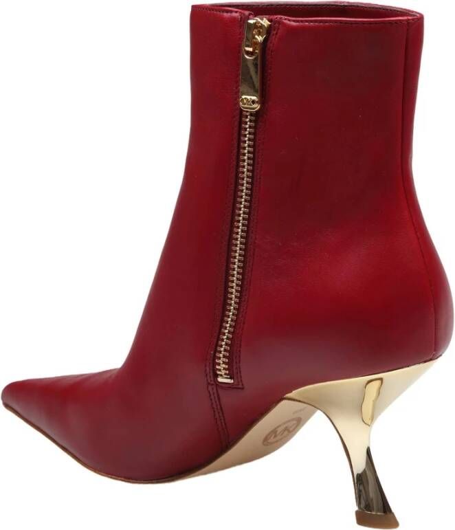 Michael Kors Rode leren enkellaars met spiegelhak Red Dames