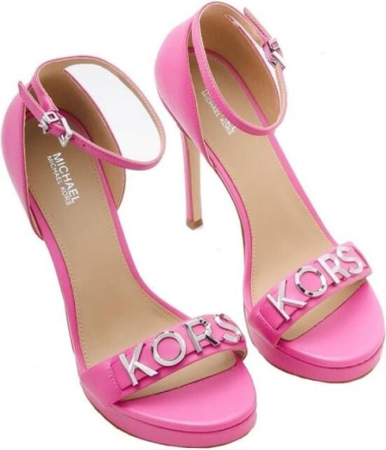 Michael Kors Roze Platform Sandaal met Logo Detail Pink Dames