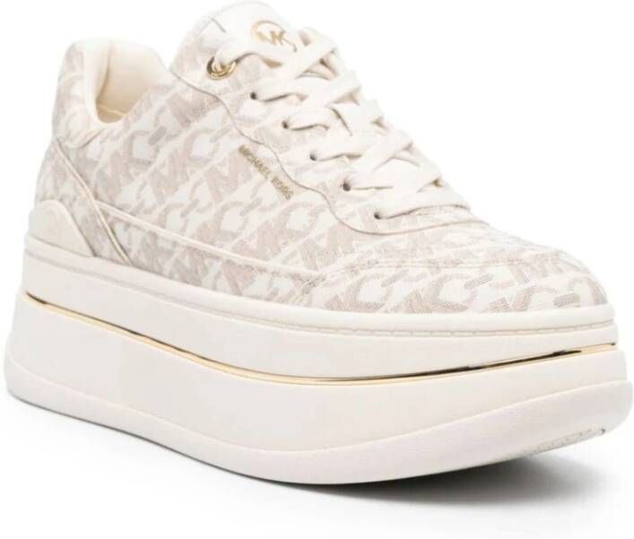 Michael Kors Hayes Empire Signature Logo Platform Sneaker Beige Dames