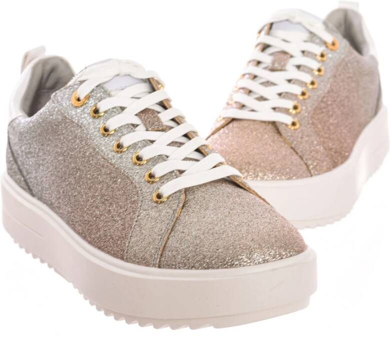 Michael Kors Glitter Sneakers Ronde Neus Veters Rubberen Zool Gray Dames