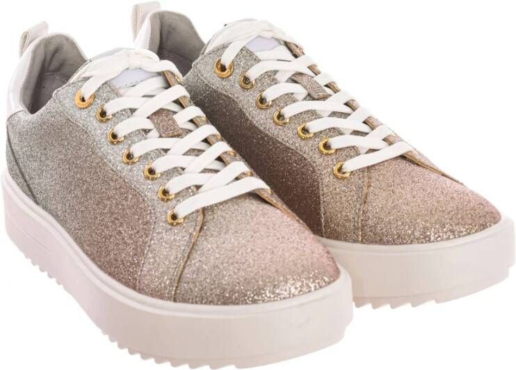 Michael Kors Glitter Sneakers Ronde Neus Veters Rubberen Zool Gray Dames