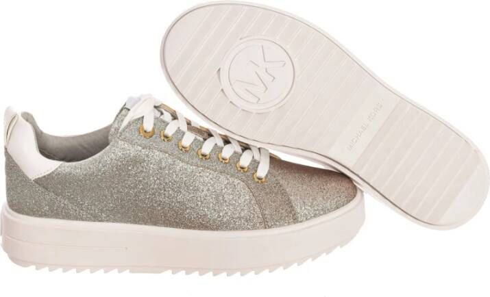 Michael Kors Glitter Sneakers Ronde Neus Veters Rubberen Zool Gray Dames