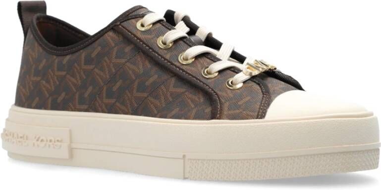 Michael Kors Evy Empire Logo Print Low-Top Sneakers Brown Dames