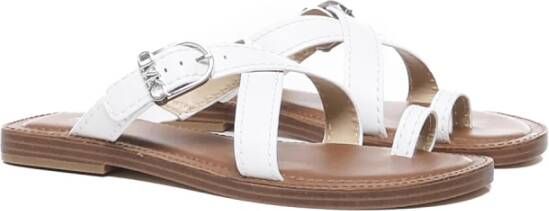 Michael Kors Ashton Leather Flat Sandal White Dames