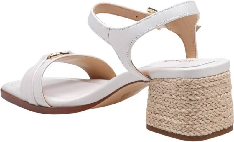 Michael Kors Witte leren sandaal met jute hak