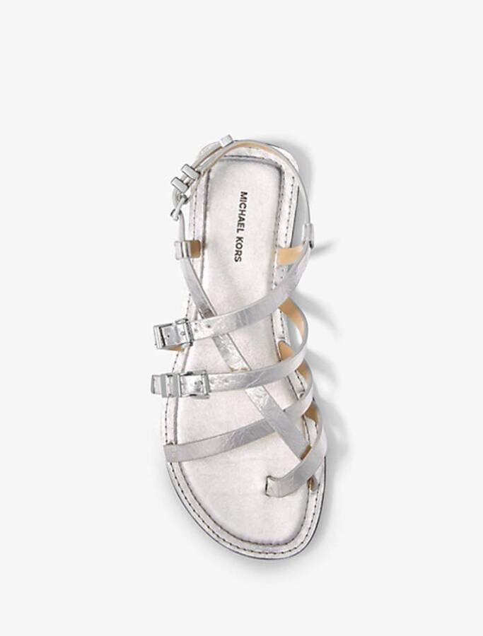 Michael Kors Zilveren Platte Open-Teen Gesp Sandaal