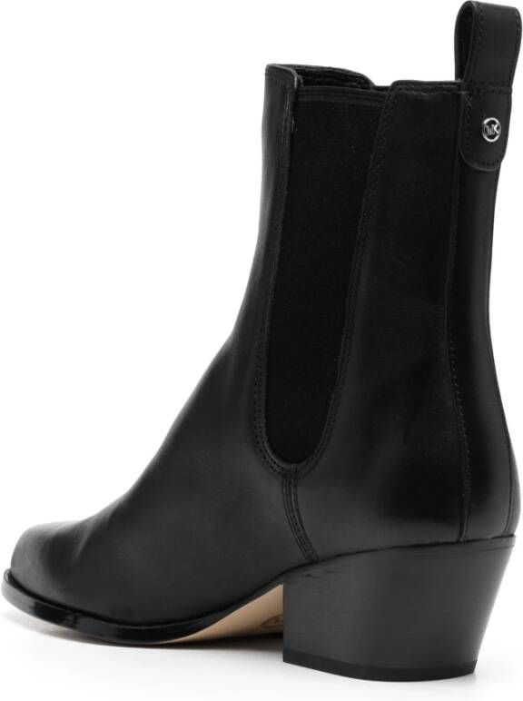 Michael Kors Kinlee leren enkellaarsjes Black Dames