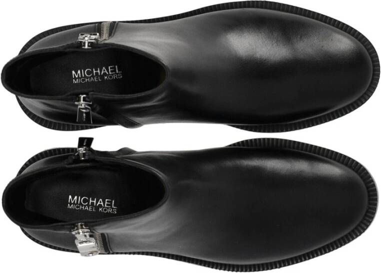 Michael Kors Zwarte Leren Rits Enkellaars