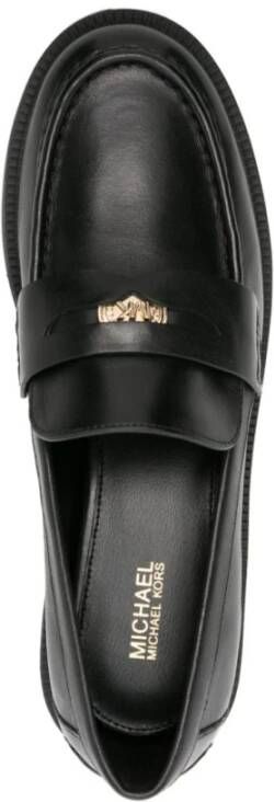Michael Kors Zwarte leren sandalen slip-on ronde neus Black Dames
