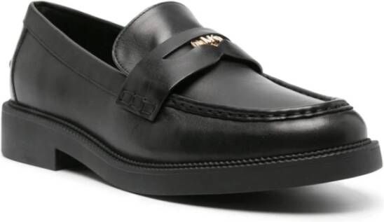 Michael Kors Zwarte leren sandalen slip-on ronde neus Black Dames