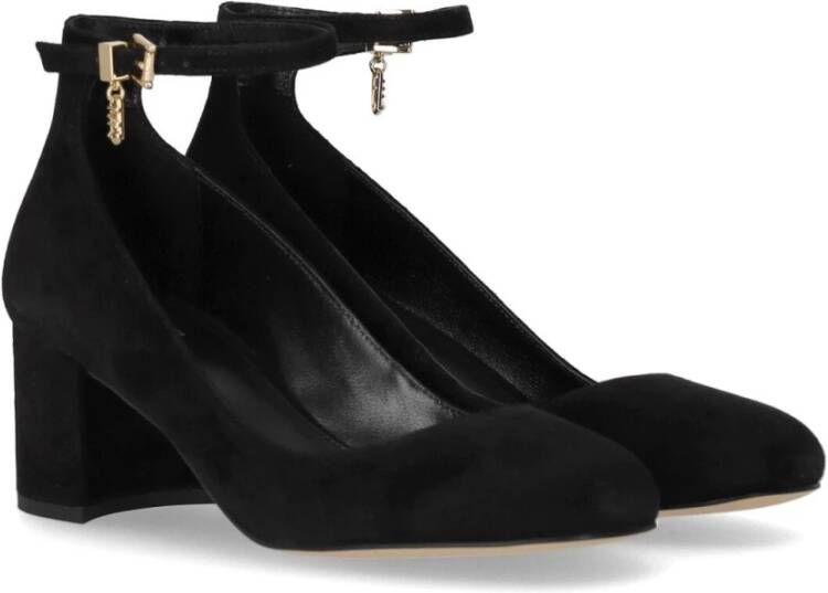 Michael Kors Zwarte suède Perla pump met MK logo hanger Zwart Dames